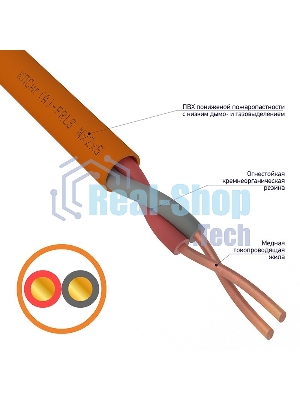 Кабель огнестойкий Rexant КПСнг(А)-FRLS 1x2x0,50 мм², бухта 200 м, 01-4902