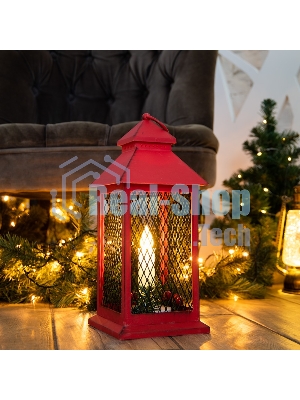 Декоративный фонарь Neon-night со свечкой, красный корпус, размер 13.5х13.5х30,5 см, цвет теплый белый