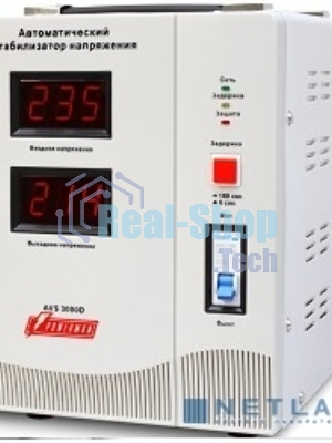 Стабилизатор напряжения Powerman AVS 3000D белый (3000ВА, 16А, КПД 98%,циф. индикация вх./вых. напряж.)