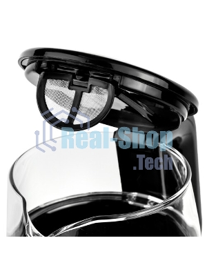 Чайник электрический Centek CT-0019, 1100 Вт, стекло, черный и серебристый