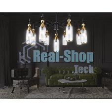 Люстра Ambrella light LH55258/9 BK/BS/CL черный/латунь/прозрачный E14*9 max 40W D770*530