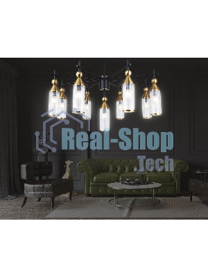 Люстра Ambrella light LH55258/9 BK/BS/CL черный/латунь/прозрачный E14*9 max 40W D770*530