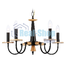 Светильник Ambrella light TR9593/5 BK/LW черный/светлое дерево E14/5 max 40W D555*660