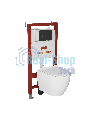 Комплект BAU 6 в 1: инсталляция BAU PRO, унитаз подвесной безободковый Bau Dream 49,5х36, сиденье дюропласт микролифт, клавиша BAU Hotel, черная матовая