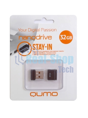 Флешка USB 2.0 QUMO 32Gb, NANO QM32GUD-NANO-B черный