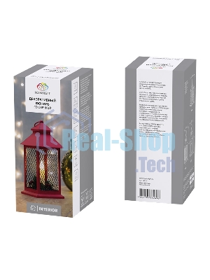 Декоративный фонарь Neon-night со свечкой, красный корпус, размер 13.5х13.5х30,5 см, цвет теплый белый
