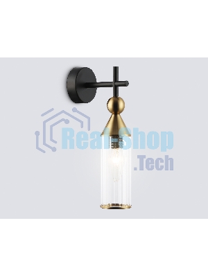 Настенный светильник Ambrella light LH55260 BK/BS/CL черный/латунь/прозрачный E14 max 40W 140*80*310