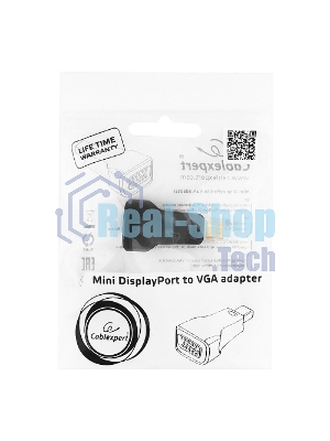 Переходник miniDisplayPort - VGA, Cablexpert A-mDPM-VGAF-01, 20M/15F, черный, пакет