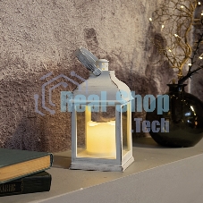Декоративный фонарь Neon-night со свечкой, белый корпус, размер 10.5х10.5х22,35 см, цвет теплый белый