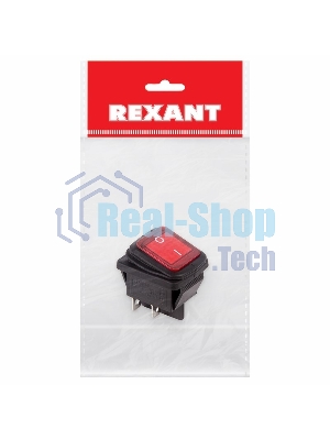 Выключатель клавишный Rexant 250V 15А (4с) ON-OFF красный с подсветкой, влагозащита (RWB-507) Индивидуальная упаковка 1 шт