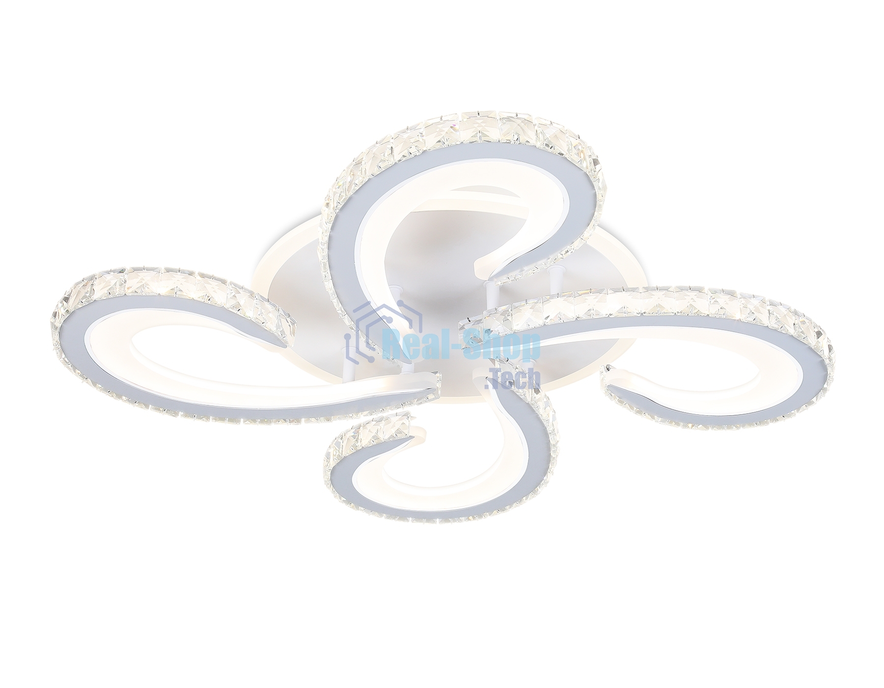 Потолочный светодиодный светильник Ambrella light FA1702/4 WH/CH белый/хром 121W 3000K-6400K 560*560*90 (ПДУ РАДИО 2.4G)