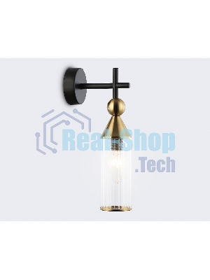Настенный светильник Ambrella light LH55260 BK/BS/CL черный/латунь/прозрачный E14 max 40W 140*80*310