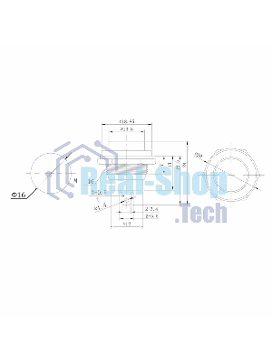 Выключатель-кнопка металл Rexant 250V 2А (2с) (ON)-OFF Ø16.2 желтый