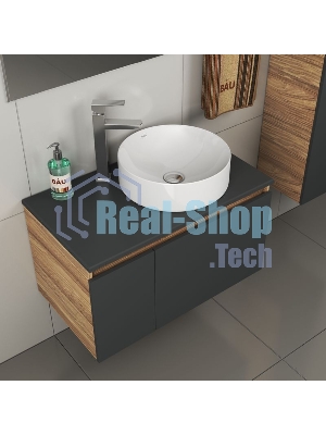 Комплект для ванной, 4 предмета (тумба Bau 80, графит + раковина BAU Dream D41 + смеситель Hotel Still, выпуск клик-клак, хром)