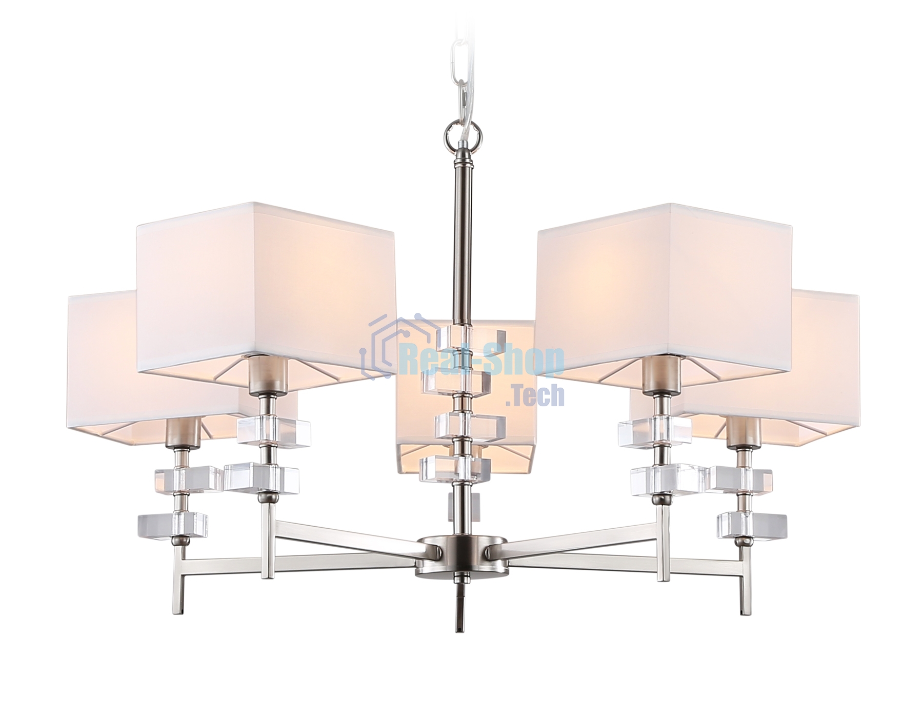 Люстра Ambrella light LH71321/5 SN/WH никель/белый E14/5 max 40W D700*850