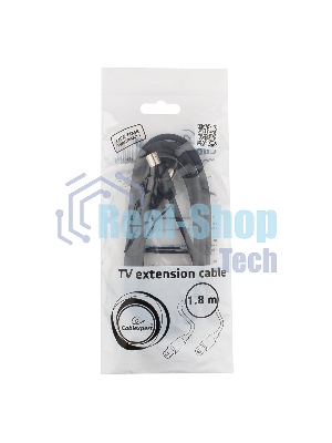 Кабель телевизионный Cablexpert Coaxial M/F, 1.8м