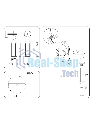 Настенный светильник Ambrella light LH55260 BK/BS/CL черный/латунь/прозрачный E14 max 40W 140*80*310