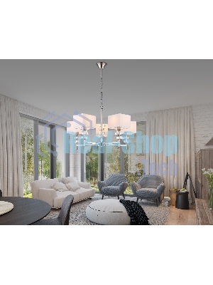 Люстра Ambrella light LH71321/5 SN/WH никель/белый E14/5 max 40W D700*850