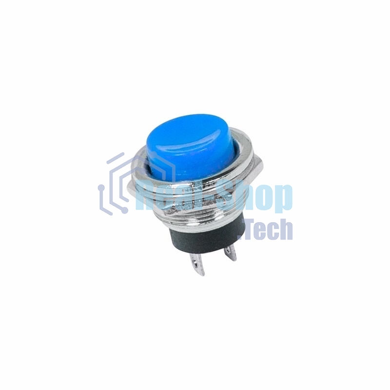 Выключатель-кнопка металл Rexant 250V 2А (2с) (ON)-OFF Ø16.2 синяя