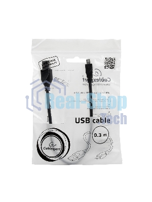 Кабель Gembird USB 2.0 PRO для соед. 0,3м AM/miniBM позол.конт., черный