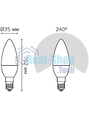 Лампа светодиодная LED Gauss 8Вт E14 220В 4100К Elementary свеча 33128