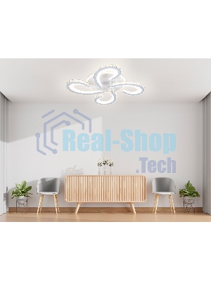 Потолочный светодиодный светильник Ambrella light FA1702/4 WH/CH белый/хром 121W 3000K-6400K 560*560*90 (ПДУ РАДИО 2.4G)