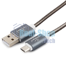 Кабель USB2.0 Cablexpert CC-G-mUSB02Gy-0.5M, AM/microB, серия Gold, длина 0.5м, титан, блистер