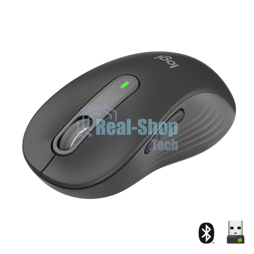 Мышь беспроводная Logitech Signature M650 L графитовый, 4000 dpi, радиоканал, Bluetooth, USB, кнопки - 5