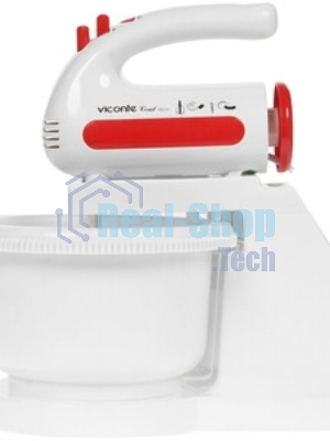 Миксер Viconte VC-352 Coral вращающаяся чаша мощность 300 Вт крючки для замешивания теста, венчик для взбивания специальное место для насадок кнопка отсоединения насадок
