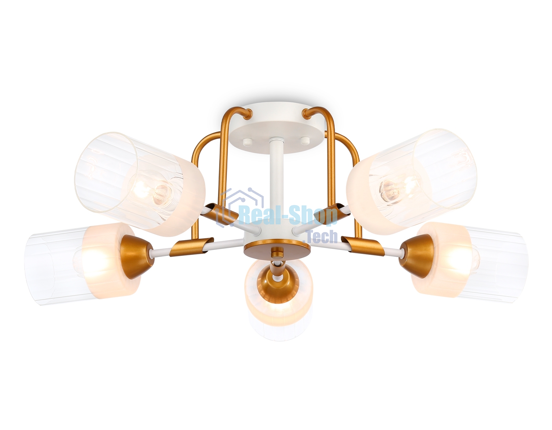 Светильник Ambrella light TR303323/5 WH/GD/CL/FR белый/золото/прозрачный/белый матовый E27*5 max 60W D620*200