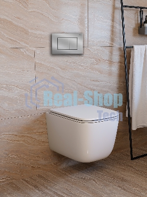 Инсталляция с унитазом комплект BAU PRO 6 в 1: унитаз подвесной безободковый торнадо Bau Dream 51х35, быстросъемное сиденье микролифт, кнопка смыва BAU Stil антивандальная для системы двойного слива,сатин