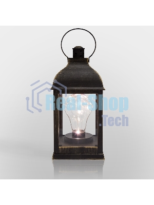 Декоративный фонарь Neon-night с лампочкой, бронзовый корпус, размер 10.5х10.5х22,5 см, цвет теплый белый