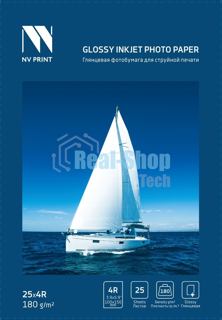 Глянцевая фотобумага для струйной печати 180 г/м 4R(100mmx150mm) 25 листов