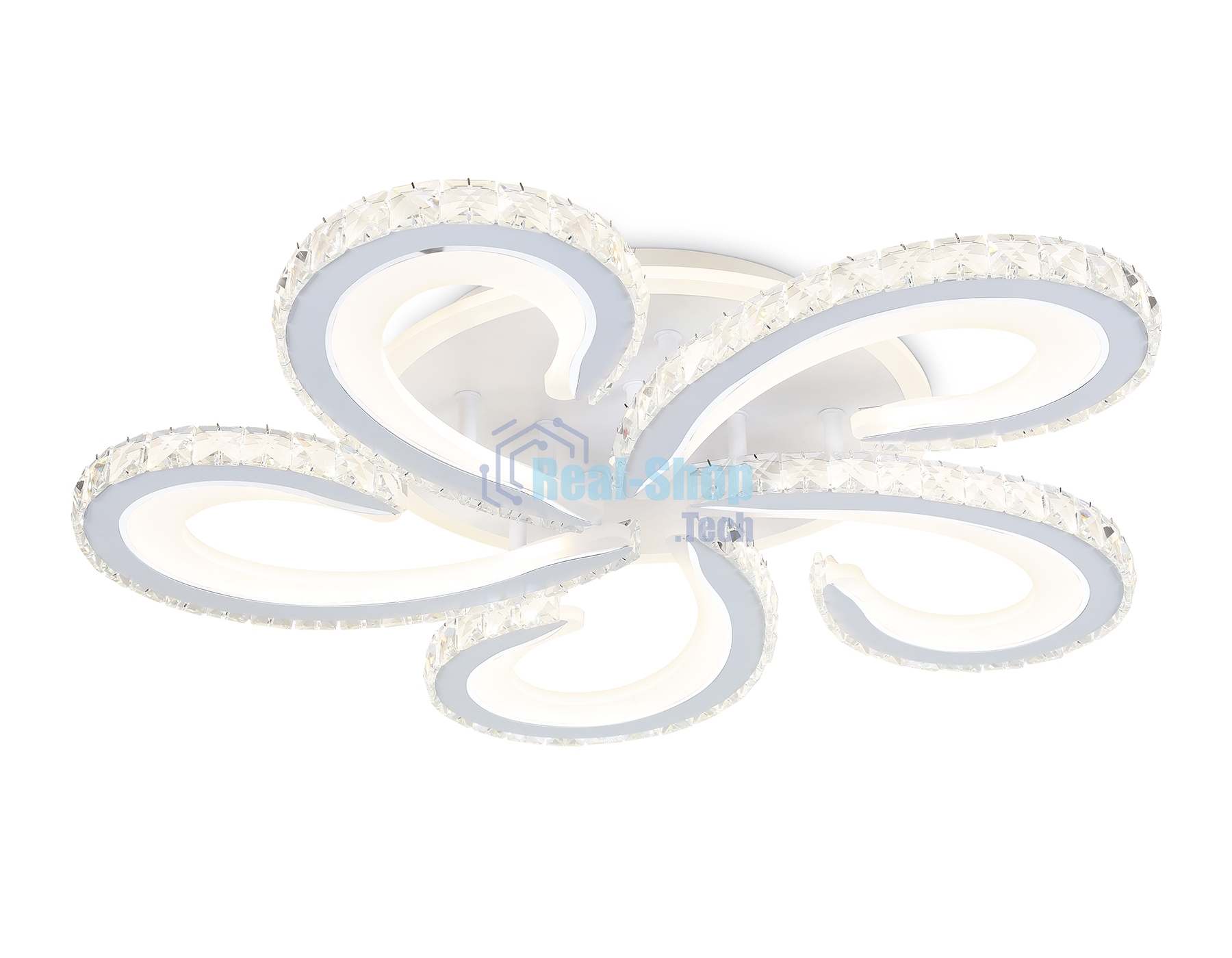 Потолочный светодиодный светильник Ambrella light FA1703/5 WH/CH белый/хром 149W 3000K-6400K 540*540*90 (ПДУ РАДИО 2.4G)