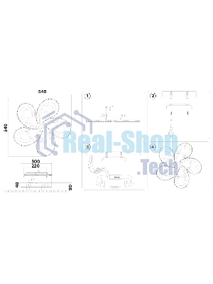 Потолочный светодиодный светильник Ambrella light FA1703/5 WH/CH белый/хром 149W 3000K-6400K 540*540*90 (ПДУ РАДИО 2.4G)