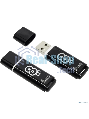 Флешка USB Smartbuy Glossy series black (SB8GbGS-K), 8Gb, USB 2.0, R/W 25/15, черный
