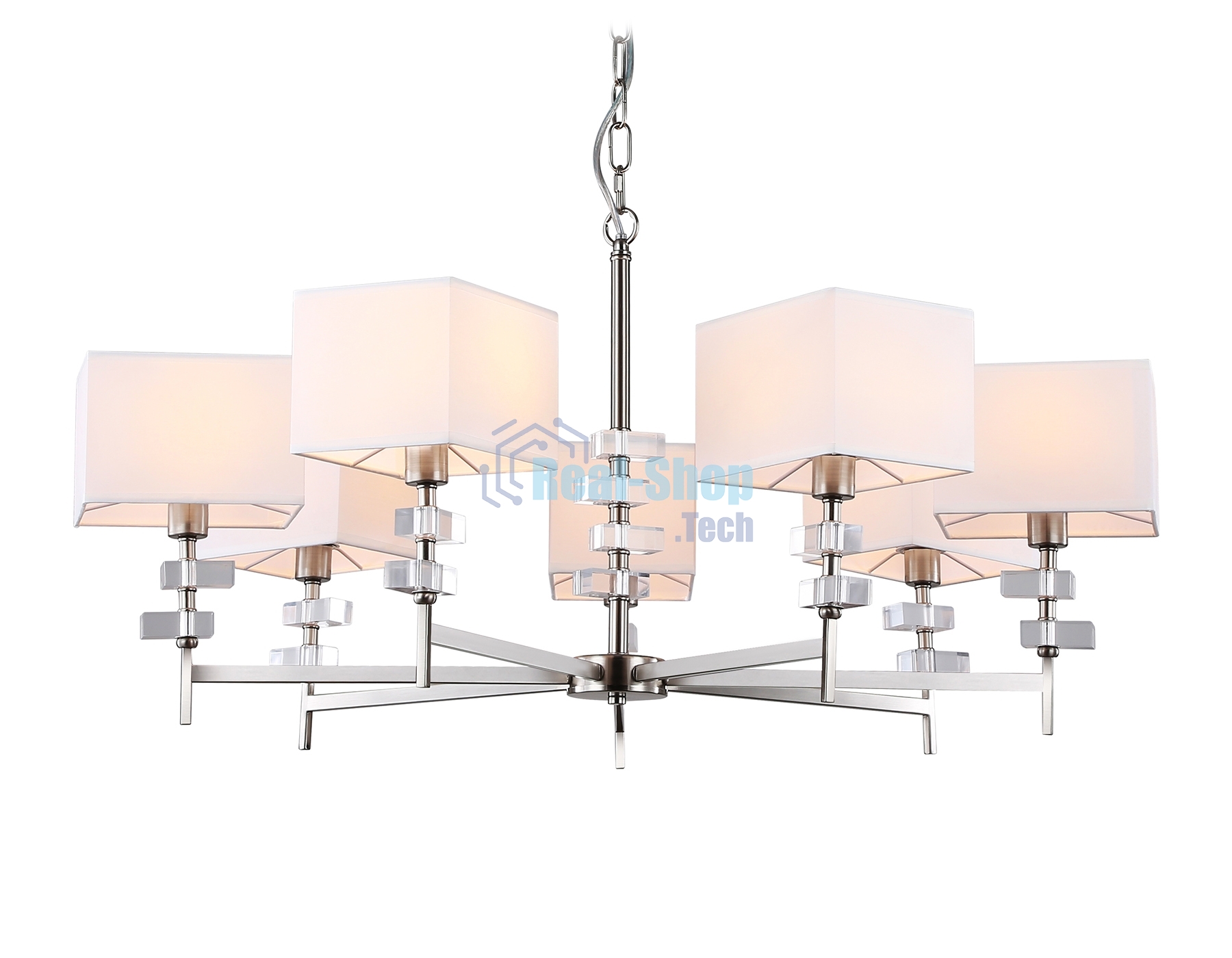 Люстра Ambrella light LH71323/7 SN/WH никель/белый E14/7 max 40W D860*850