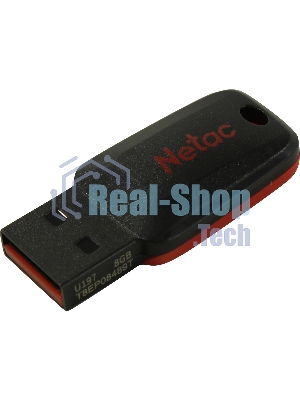 Флешка USB Netac U197 (NT03U197N-008G-20BK), 8Gb, USB 2.0, R/W 25/10, черный/красный
