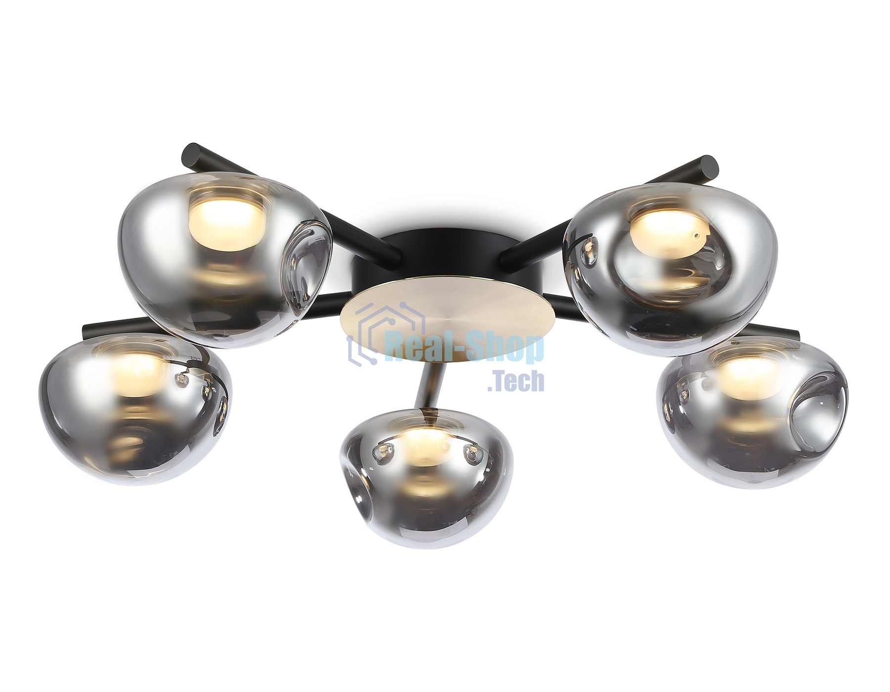 Светильник Ambrella light LH12009/5 BK/GD/SM черный/золото/дымчатый 30W 3000K D790*180