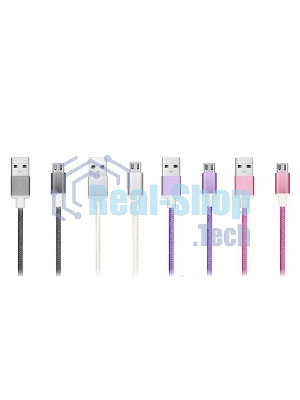 Кабель USB ACD-Style Lightning - USB-A 2-сторонние коннекторы, нейлон, 1м, фиолетовый