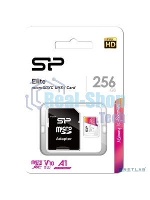 Флеш карта microSD 256Gb Silicon Power Elite A1 microSDXC Class 10 UHS-I U3 100 Mb/s (SD адаптер)