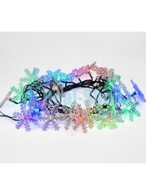 Гирлянда светодиодная Neon-night Снежинки большие 5м, 20LED, IP20, прозрачный провод, свечение мульти (RG/RB), мигание, 230В
