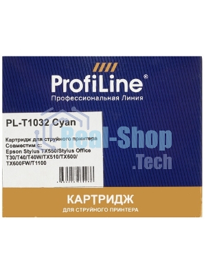 Картридж струйный ProfiLine PL-T1032 для принтеров Epson Stylus TX550/Stylus Office T30/T40/T40W/TX510/TX600/TX600FW/T1100 с чернилами Cyan 11,1 мл