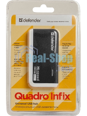 USB-разветвитель Defender QUADRO INFIX, USB 2.0 - 4 порта, USB
