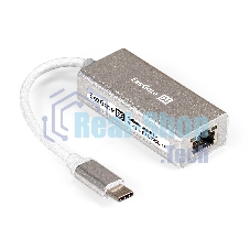 Кабель-адаптер ExeGate EXE-725C-45 (USB3.0 Type-C --> 1xRJ45 UTP 100Mbps/1000Mbps/2.5Gbps, Realtek Chipset RLT8156, корпус алюминиевый, серебристый)