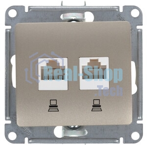 Розетка компьютерная 2-ая компьютерная RJ45+RJ45, кат.5E SE Glossa Графит