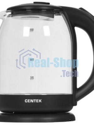 Электрочайник Centek CT-0010 черный, 1.8 л, 1900 Вт, скрытый нагревательный элемент