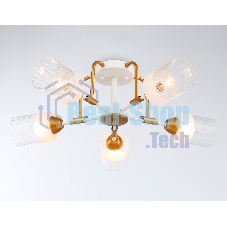 Светильник Ambrella light TR303323/5 WH/GD/CL/FR белый/золото/прозрачный/белый матовый E27*5 max 60W D620*200