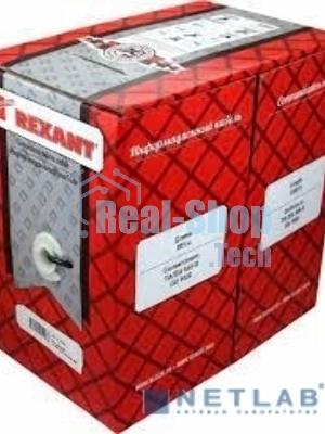 Кабель витая пара Rexant U/UTP, cat.5e, ZH нг(А)-HF, 4PR, 24AWG, внутренний, серый, 305 м
