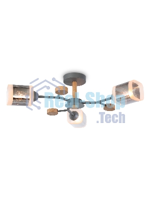 Светильник Ambrella light TR3033231/3 GR/LW/SM серый/светлое дерево/дымчатый E27*3 max 60W D700*180